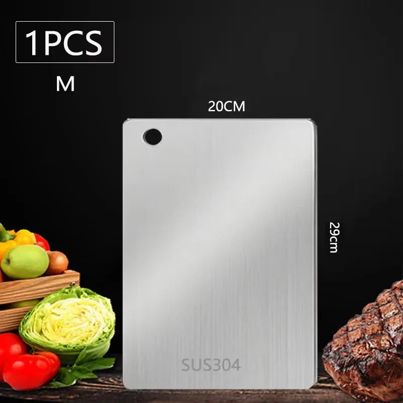 Planche à découper WXCOO 1PCS en acier inoxydable, planche épaisse de cuisine antiadhésive double face pour fruits et viande