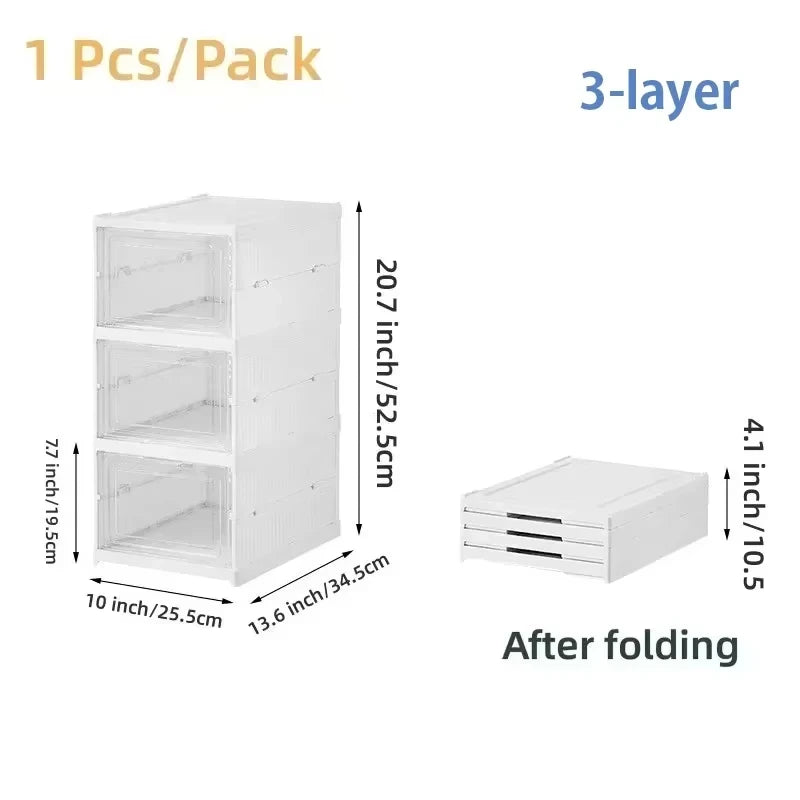 Boîte de rangement à chaussures pliable à 3 ou 6 niveaux, transparente, empilable et anti-poussière, avec étagère.