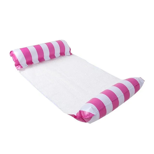 1pcs Inflatable Water Hammock With Mesh, Outdoor Water Foldable Striped Floating Bed, Water Lounge Chair, Pool Party, Beach Fun