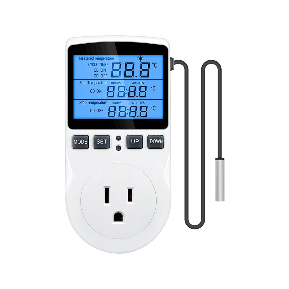 EU Plug Digital Temperature Controller Timer Socket Thermostat With Timer Switch Cooling Heating Temperature Sensor