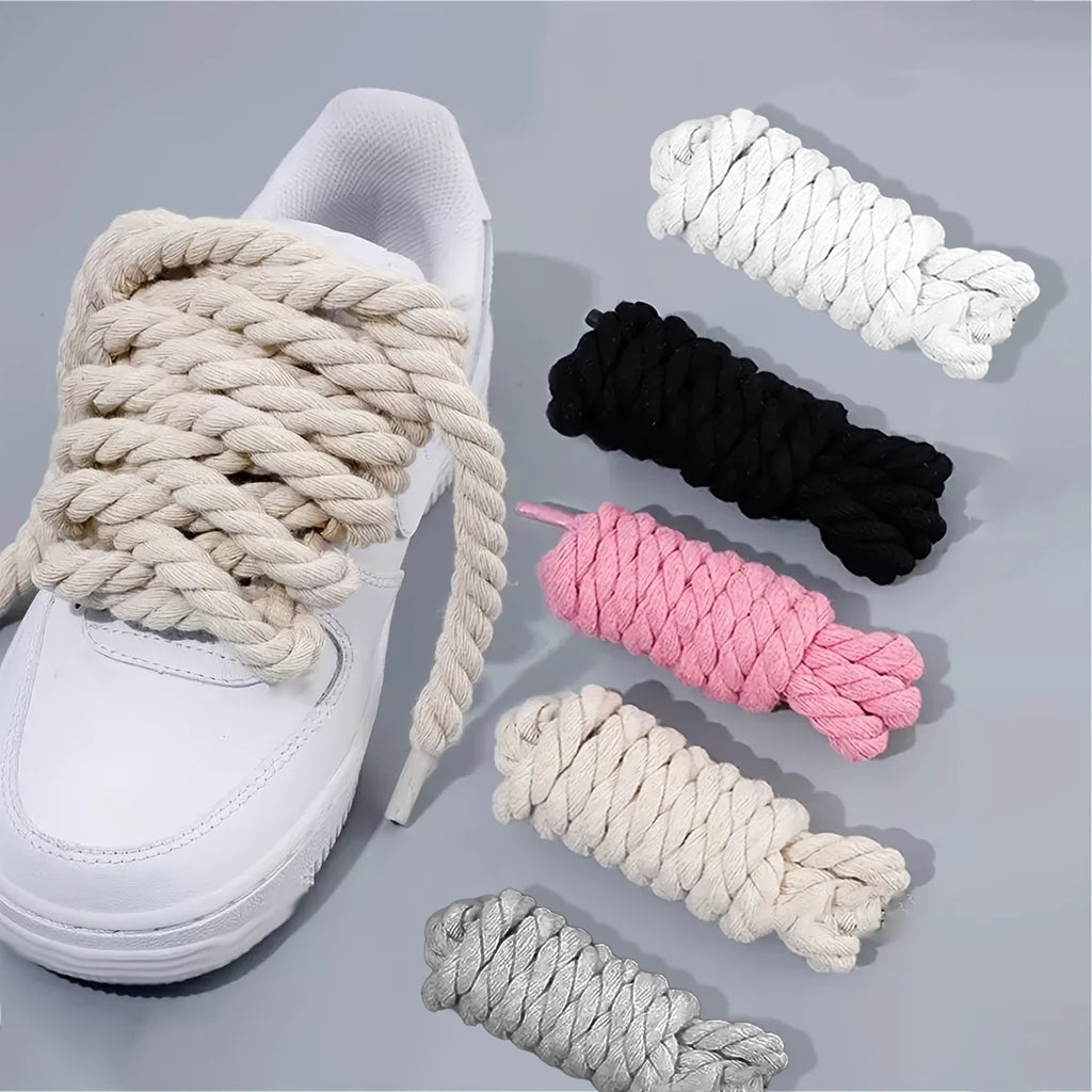 Lacets tressés faits main - Accessoires de chaussures en toile épaisse et résistante pour chaussures légères