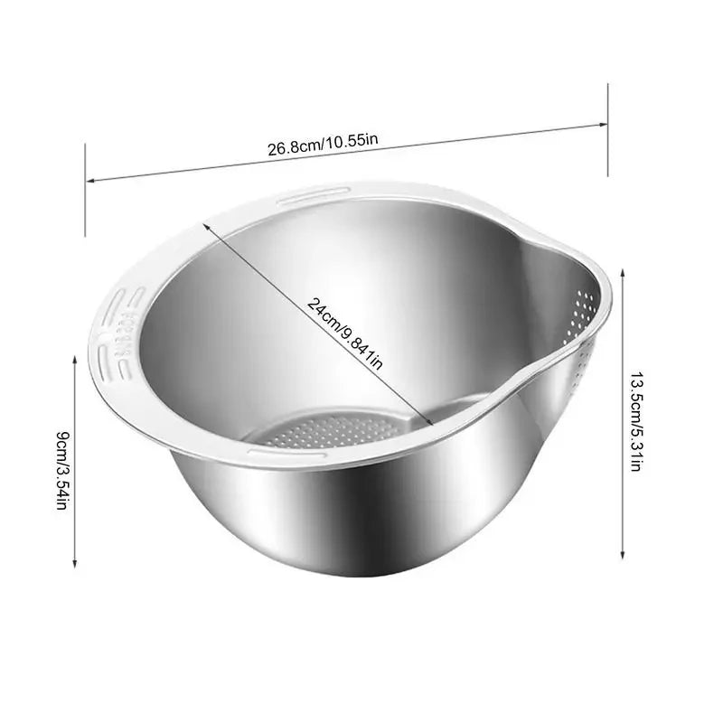 Bol de lavage de riz en acier inoxydable 304, bol de lavage de riz, passoire à riz, passoire à fruits et légumes, outils de cuisine