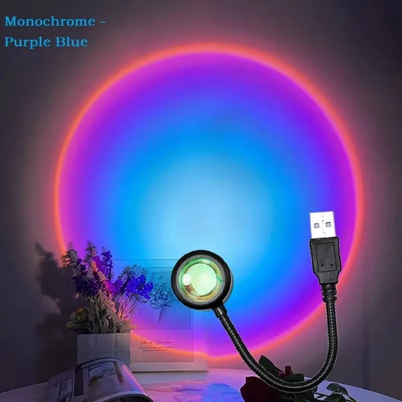 LED Sunset Lamp Nightlights USB Projector Birthday Party Decoration Mood Lights For Bedroom Living Room Wall Photography