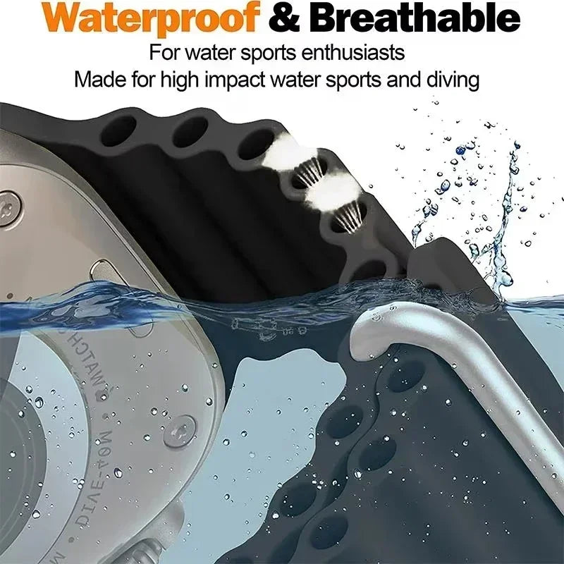 Bracelet océan en Silicone pour bracelets de montre Apple 45mm 46mm 40mm Ultra 2 49mm 44mm 41mm 38-42mm bracelet de sport série 10 9 8 7 6 5 4 SE