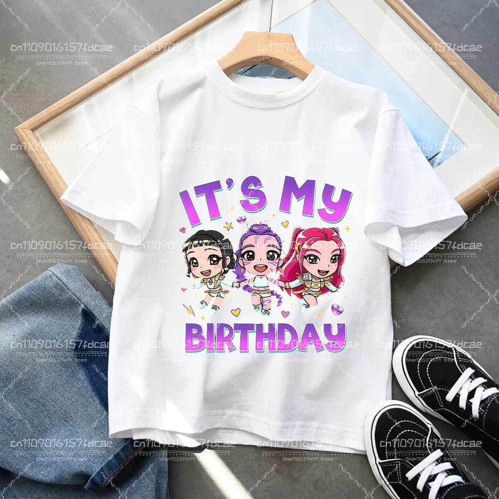 T-shirt Fun Huntrix Kpop Demon Hunters 2026 pour garçons et filles fans, cadeau d'été, col rond, manches courtes, t-shirt tendance pour enfants