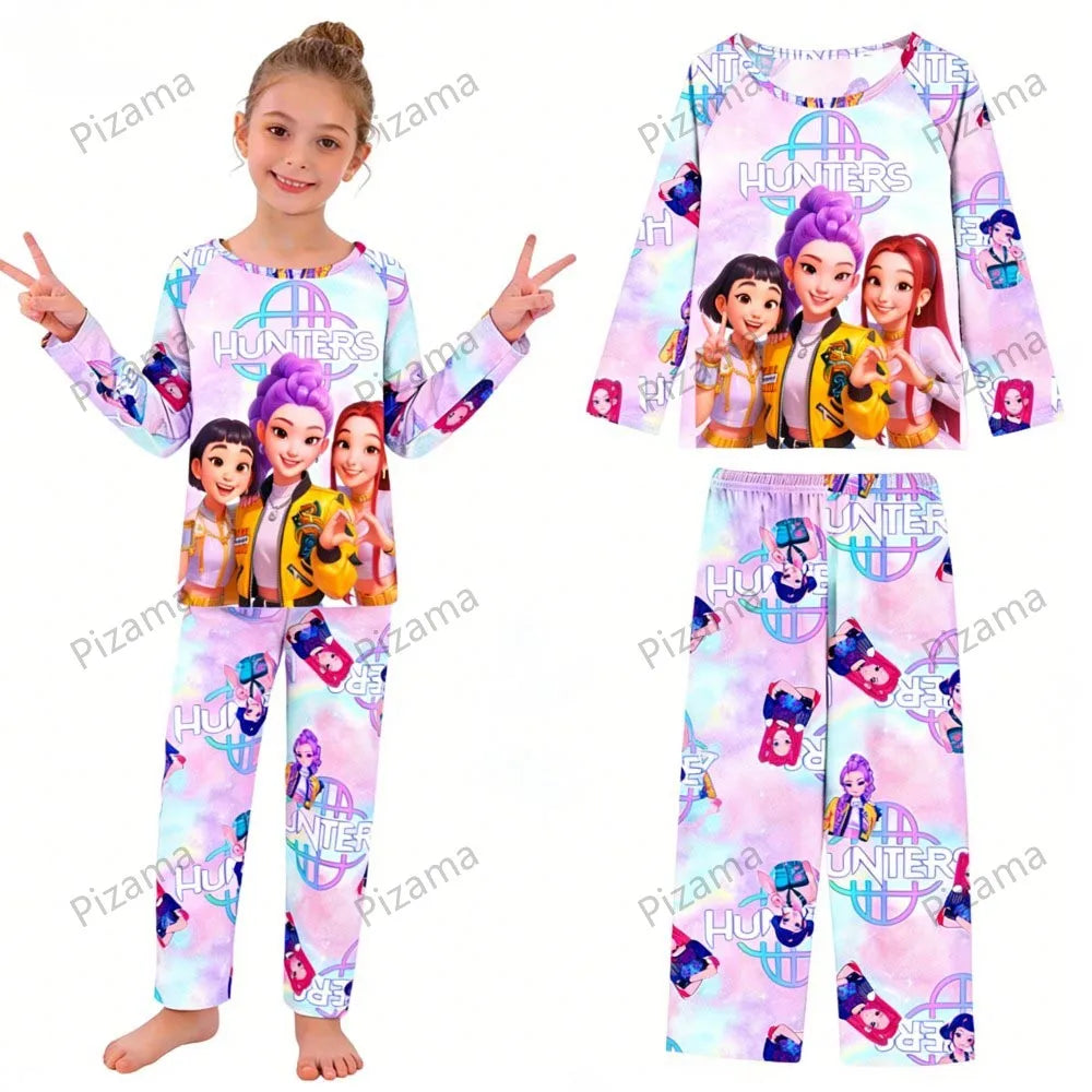 Pyjama K-Pop Chasseurs de Démons, ensemble 2 pièces pour enfants, manches longues et pantalon, collection automne. Convient aux garçons, filles, bébés et adolescents