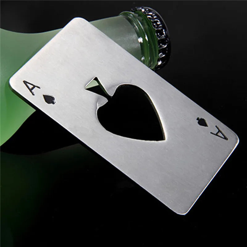 Ouvre-bouteille/boîte créatif en forme de poker, en acier inoxydable, format carte de crédit, idéal pour les bars, restaurants et brasseries. Cadeau idéal.