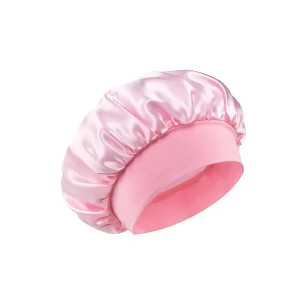 Bonnets en satin de soie pour femmes et hommes - Bonnet élastique à large bande pour cheveux bouclés - Bonnet de douche pour dormir, outil pour perruque