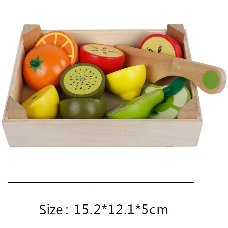 Cuisine de simulation en bois, jeu classique Montessori, jouet éducatif pour enfants, cadeau pour enfants, ensemble de découpe de fruits et légumes