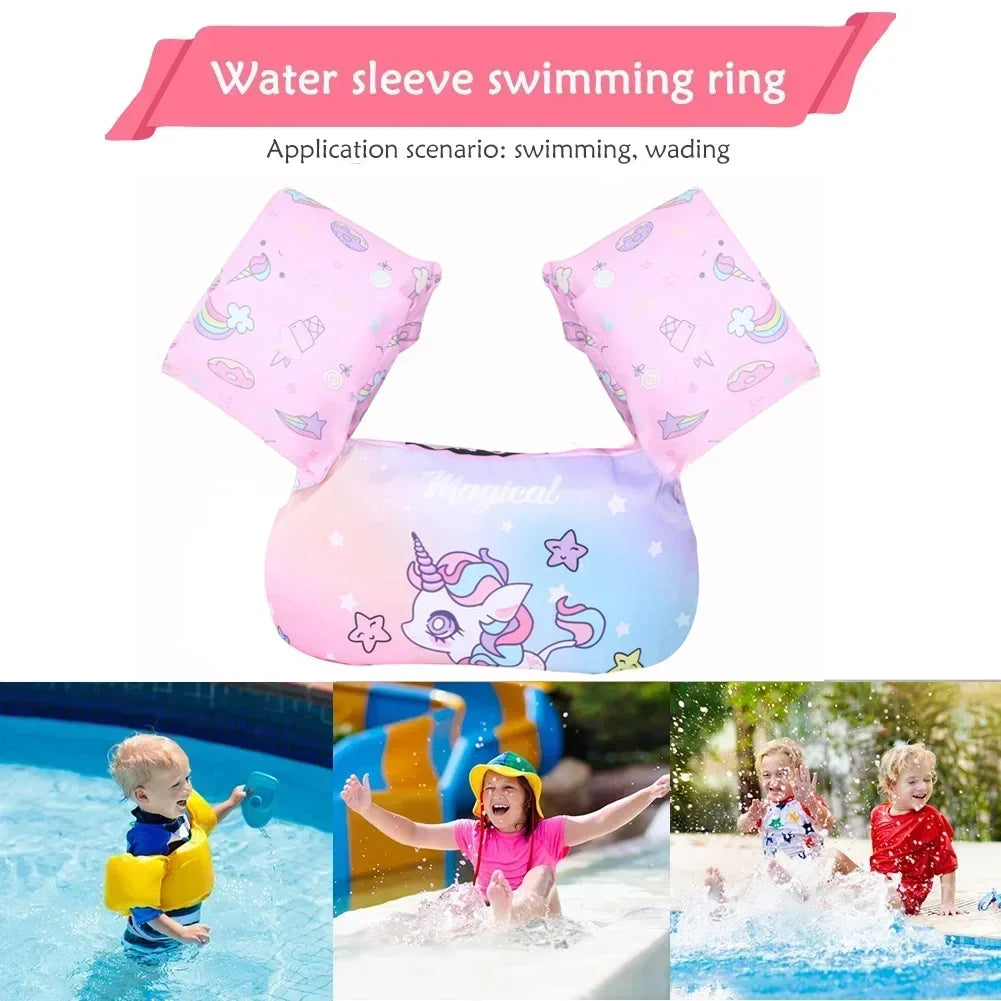 Gilet de sauvetage pour bébé avec manches rondes et motifs de dessin animé, combinaison de sécurité aquatique pour enfants, jouet de croissance