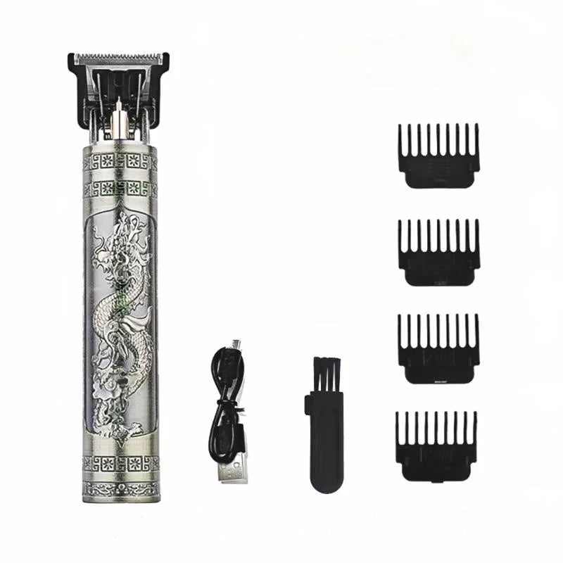 T9 HairClipper Beard Shaving Body Hair Trimmer Clippers Electric Machine Men Haircut Machine 0mm Barber ShaverDragon Carved