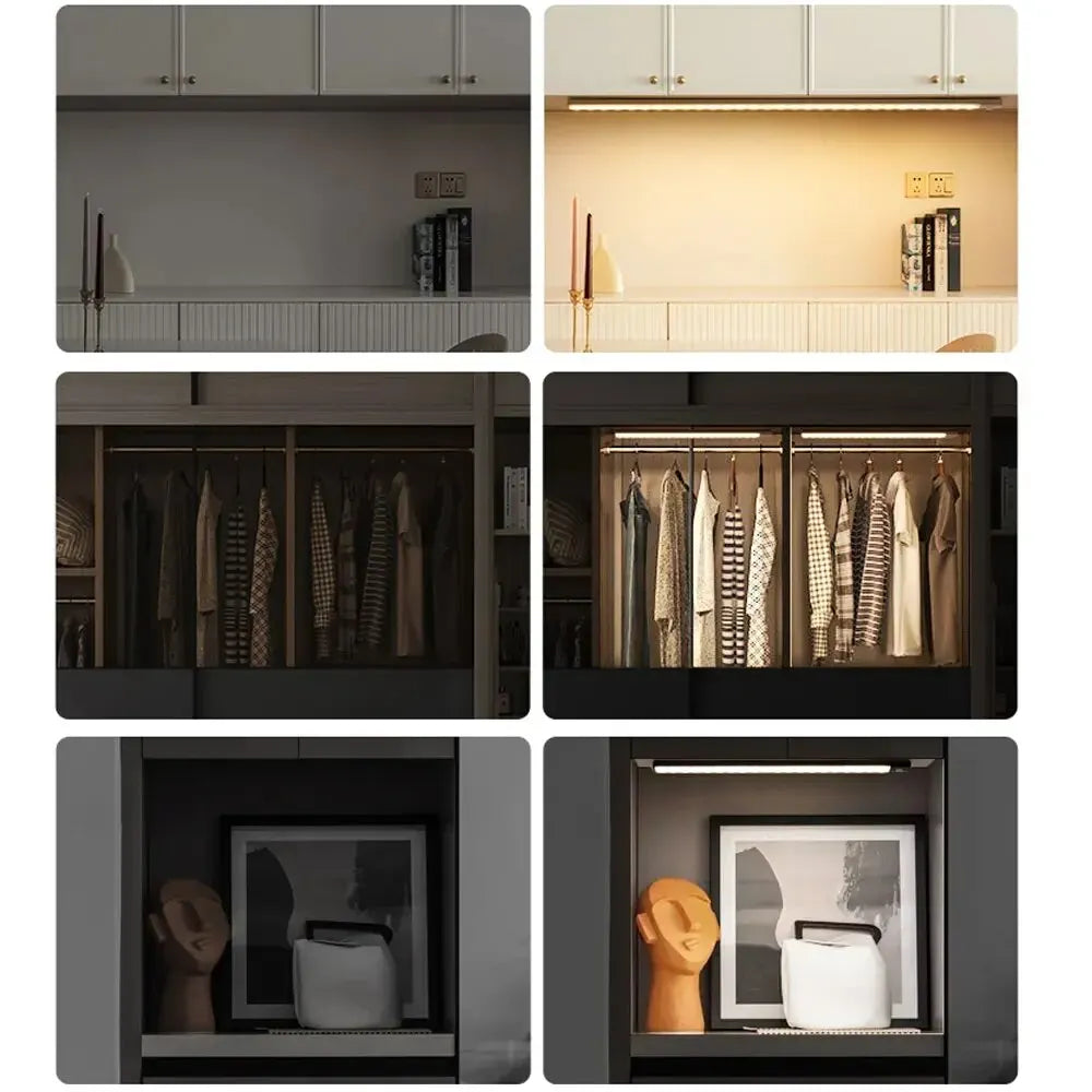 Éclairage intérieur ultra-fin à détecteur de mouvement LED sans fil USB sous les meubles de cuisine, de chambre et d'armoire. Idéal pour les meubles de cuisine, de chambre et d'intérieur