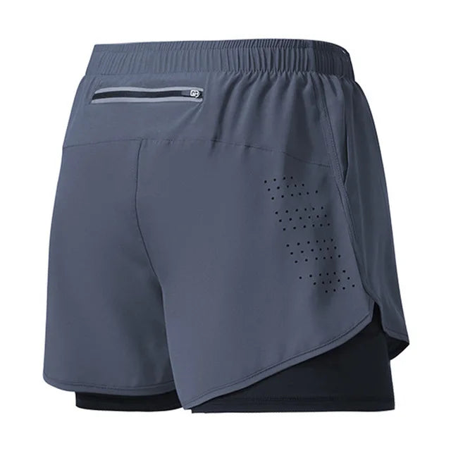 Short de course pour hommes séchage rapide Fitness noir Double couche Shorts hommes nouveau Sport entraînement musculation pantalon court