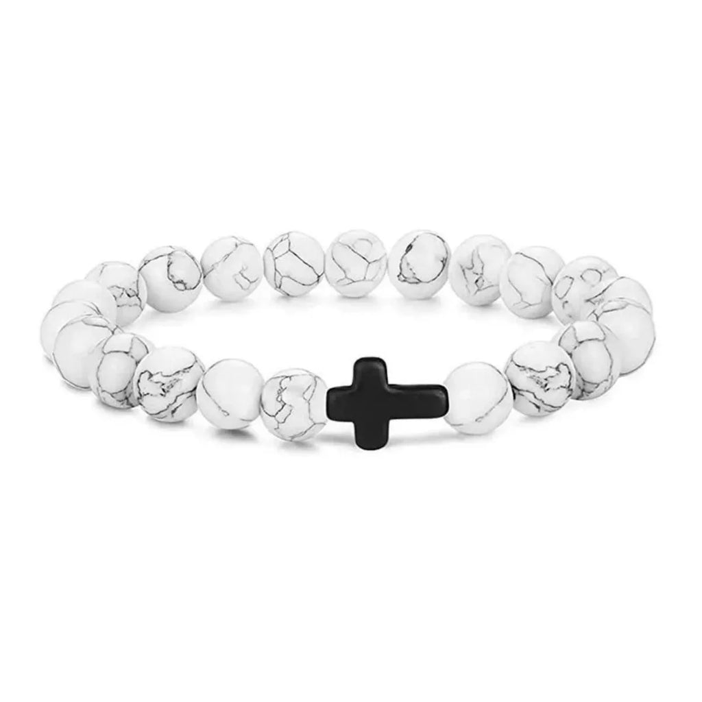 Prière hommes pierre naturelle perles de bois chapelet hématite croix Bracelets Onyx méditation Bracelet femmes Yoga bijoux Homme Pulsera