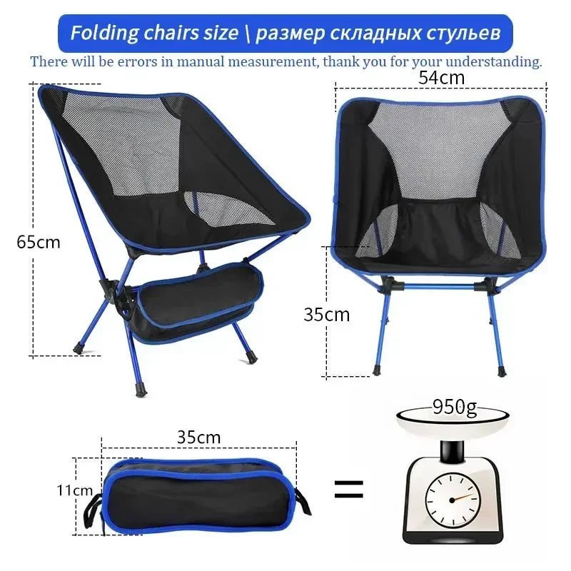 Chaises pliantes portables d'extérieur, idéales pour la plage, les barbecues, les voyages, la randonnée et les pique-niques. Faciles à transporter et pratiques