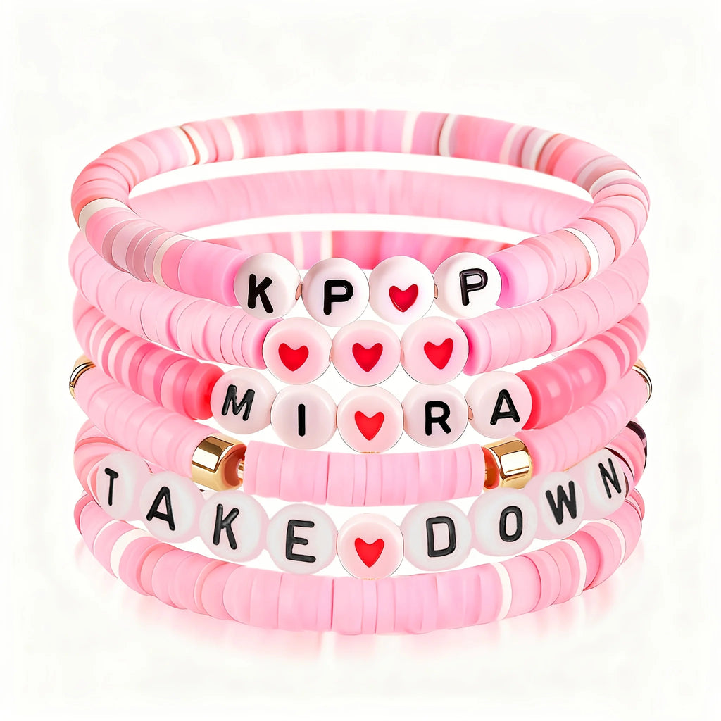 Ensemble de 6 bracelets K-Pop multicolores, bijoux résistants, accessoire de fan, cadeau de concert, cosplay ou anniversaire