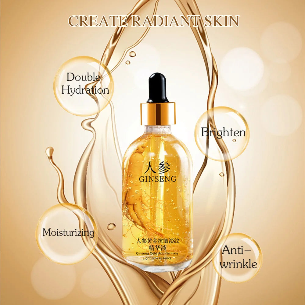 Sérum visage anti-âge 100 ml à l'acide hyaluronique, à l'or 24 carats et à la nicotinamide : sérum liftant au collagène, soin éclaircissant et anti-âge
