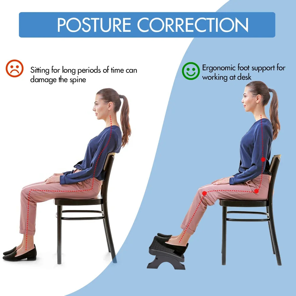 Repose-pieds ergonomique sous bureau avec rouleaux de massage, capacité de 54 kg,