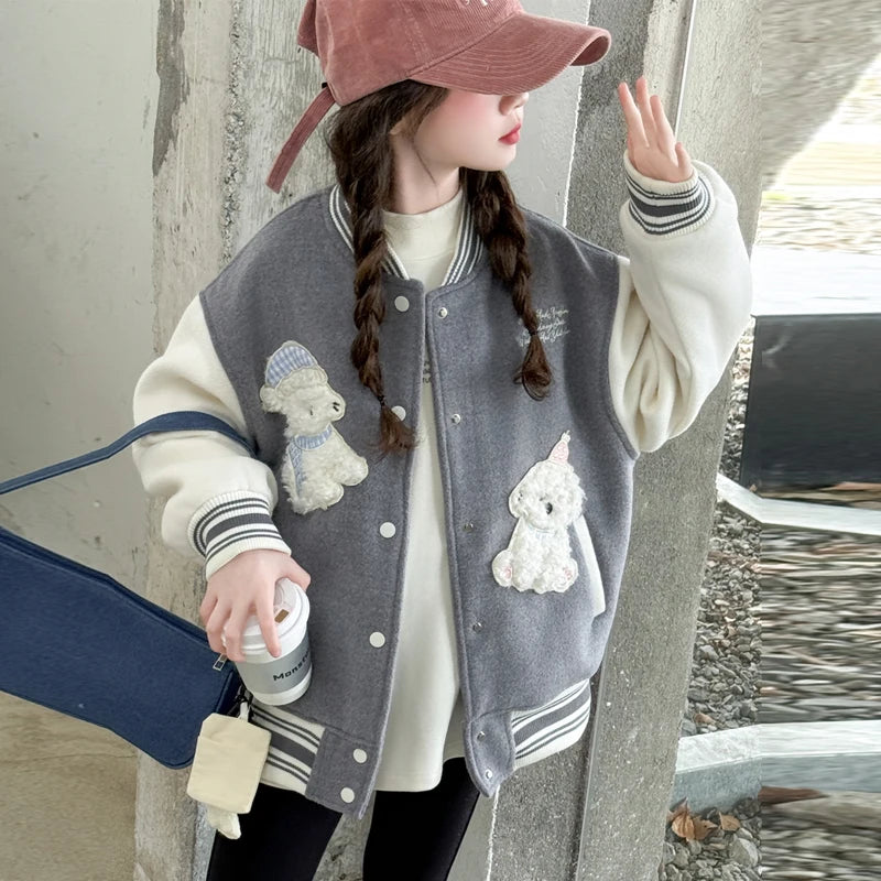 Vestes de baseball pour adolescentes de 4 à 14 ans, vêtements de sport pour enfants, manteaux d'extérieur, mode printemps-automne, vestes pour garçons