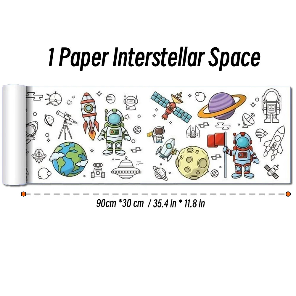 Rouleau de papier à colorier pour enfants, motif animaux, 90 cm, à découper et colorier soi-même. Idéal pour les activités manuelles et éducatives comme le graffiti ou le scrapbooking