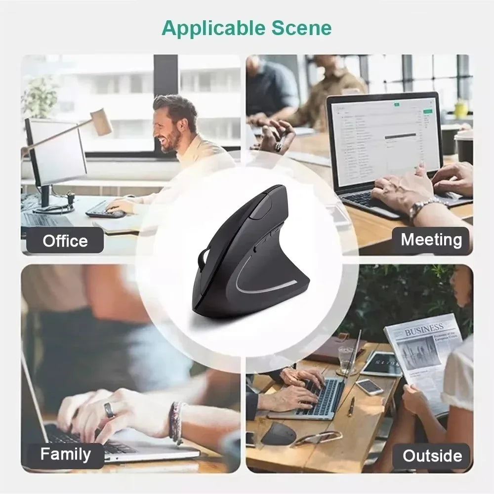 Souris verticale ergonomique 2.4GHz, optique sans fil, 3 DPI réglables, 800/1200/1600, 6 boutons, pour ordinateur portable, ordinateur de bureau