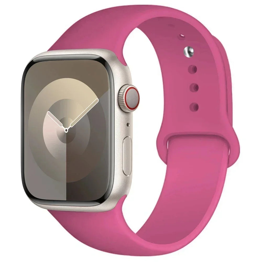 Bracelet en Silicone pour Apple Watch, 44mm 45mm 40mm 41mm 42-46mm, bracelet de sport iwatch série 8 7 6 5 4 9 10 11 SE-Ultra 2/3 49mm