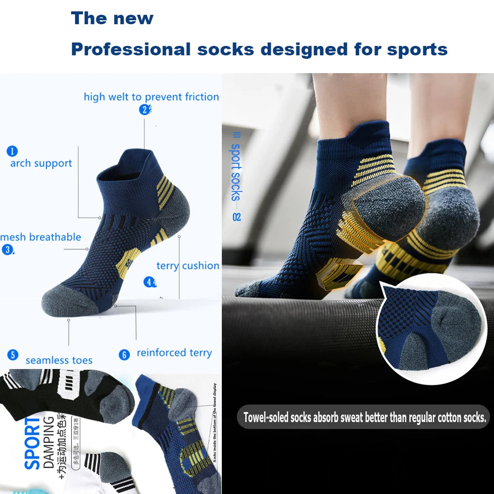 3 paires de chaussettes de sport de Fitness professionnelles, bas de serviette, chaussettes de course antidérapantes pour hommes et femmes, courtes à séchage rapide, pour entraînement de basket-ball
