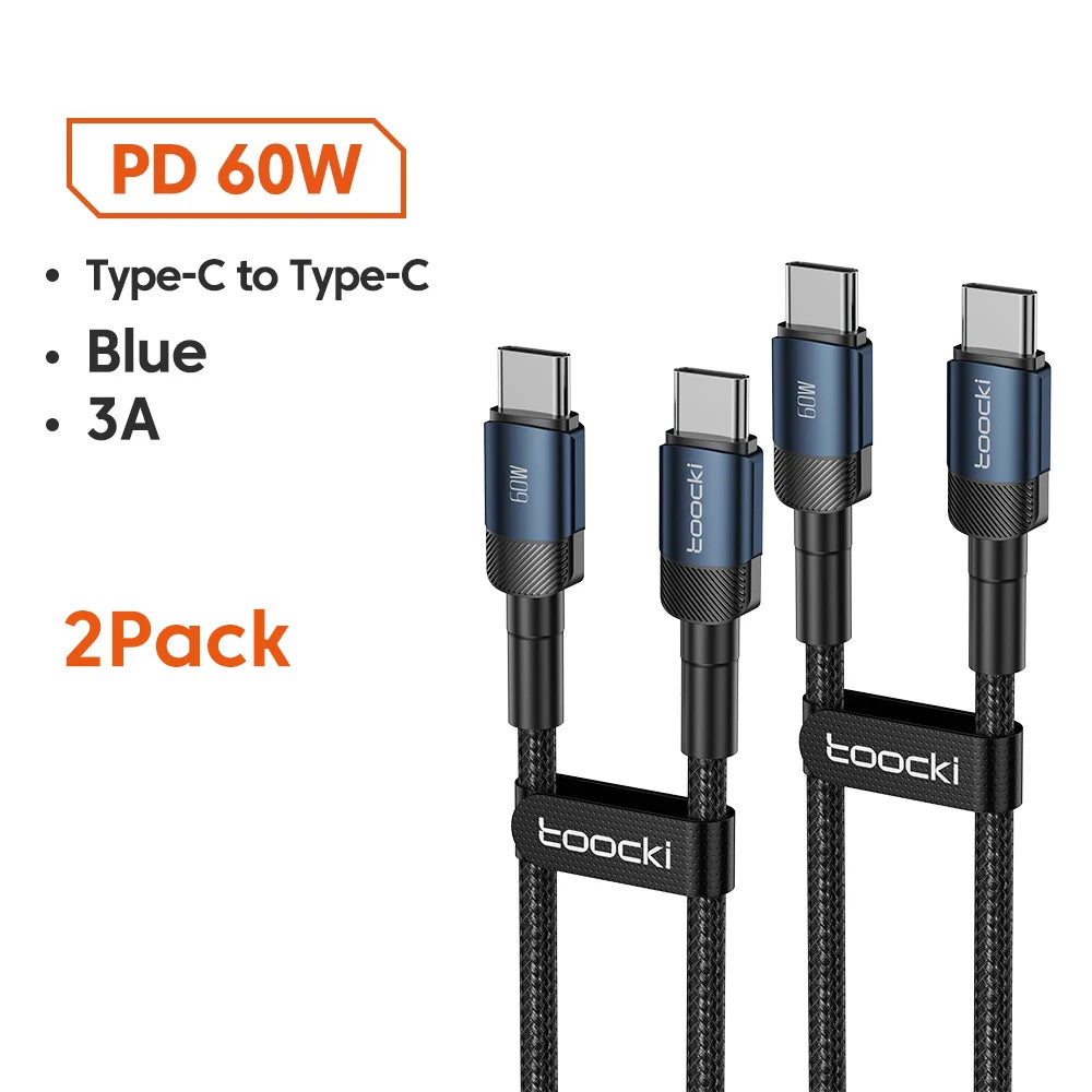 Toocki 100W Type C vers USB C câble PD 3.0 Charge rapide 4.0 Charge rapide Type C vers Type C pour iPhone 15 Macbook Samsung Xiaomi