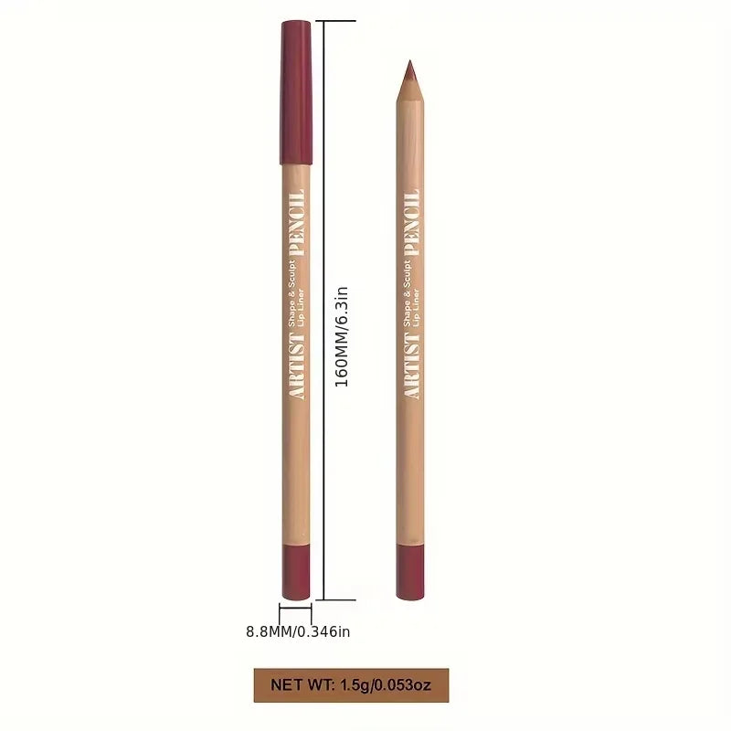 Ensemble de 6 crayons à lèvres mats velours - Teintes polyvalentes longue tenue - Maquillage des lèvres longue tenue - Baie, Brun, Rose