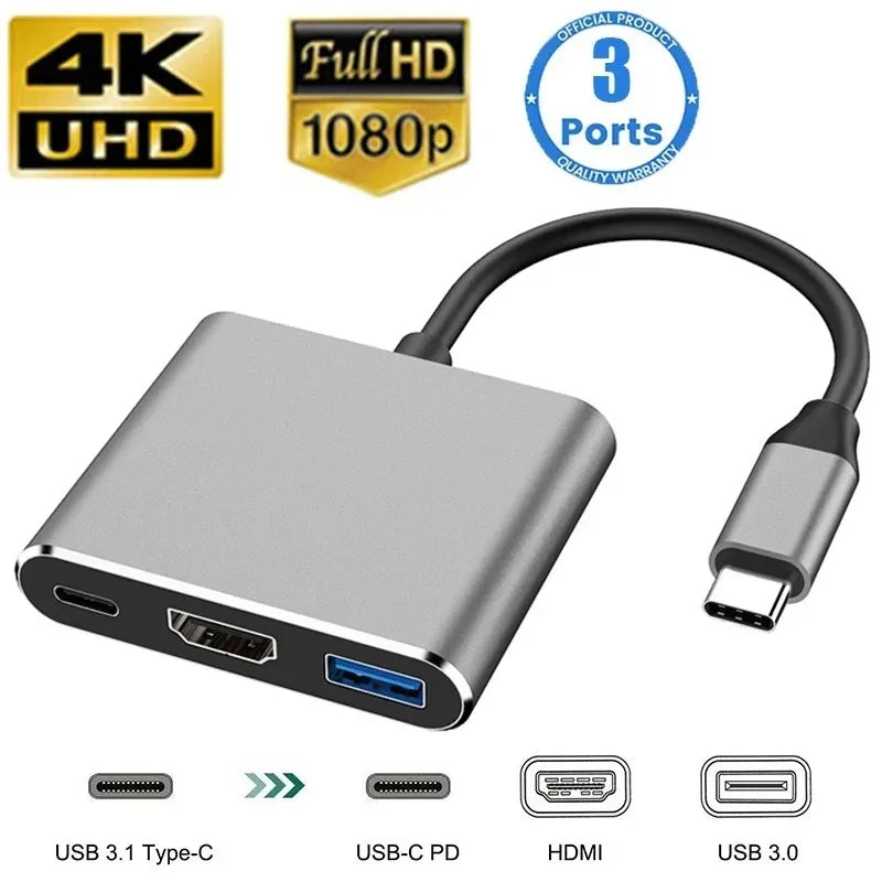 Station d'accueil hub USB + Type C 8 en 2 avec adaptateur audio jack 3,5 mm, lecteur de carte micro SD, convertisseur de disque pour ordinateur portable, tablette et téléphone.