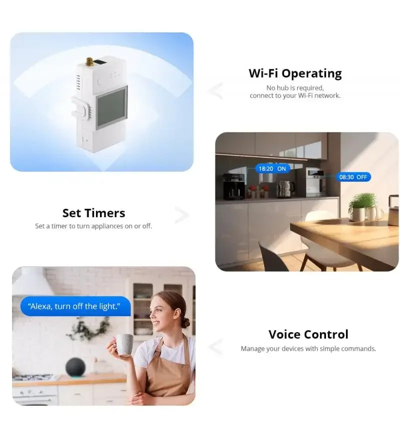 SONOFF POWCT POW Ring Compteur d'énergie intelligent Transformateur de courant 100 A Moniteur d'énergie Contacteur Compatible avec Alexa et Google IFTTT