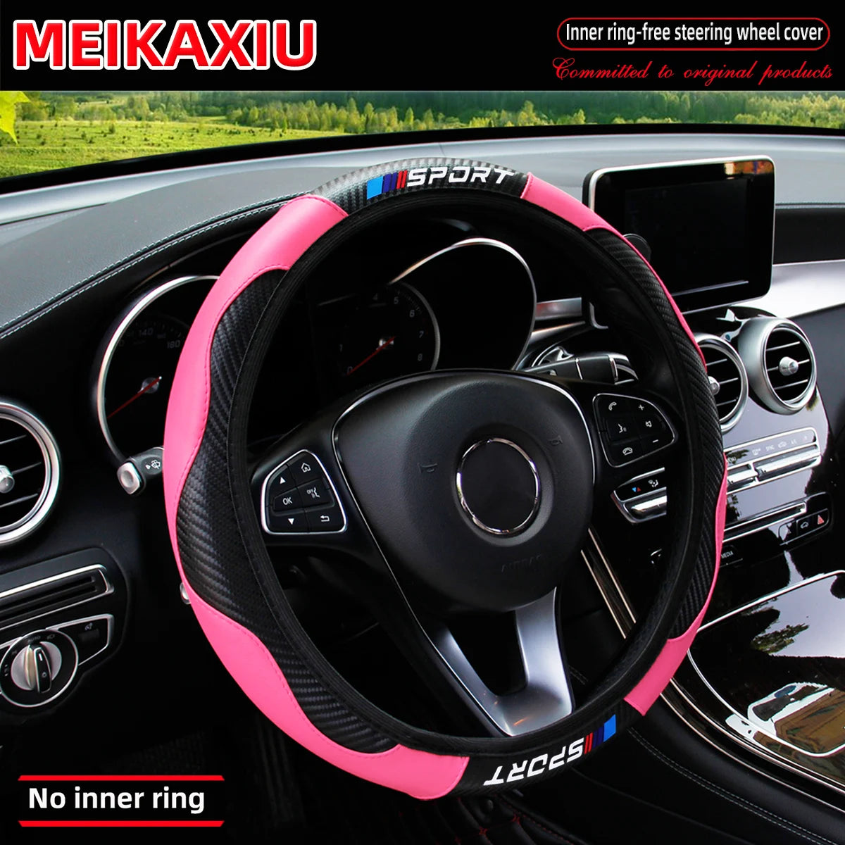 Le couvre-volant toutes saisons SPORT en fibre de carbone (sans bague intérieure) convient aux accessoires intérieurs automobiles de 37 à 38 cm