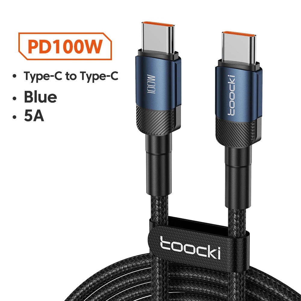 Toocki 100W Type C vers USB C câble PD 3.0 Charge rapide 4.0 Charge rapide Type C vers Type C pour iPhone 15 Macbook Samsung Xiaomi