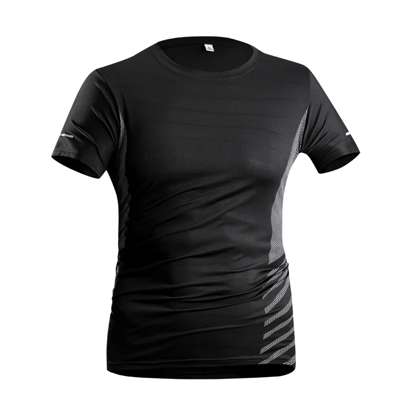 T-shirt de course homme été en soie glacée fine, imprimé réfléchissant, séchage rapide, manches courtes, respirant, idéal pour le fitness et le sport, taille 5XL