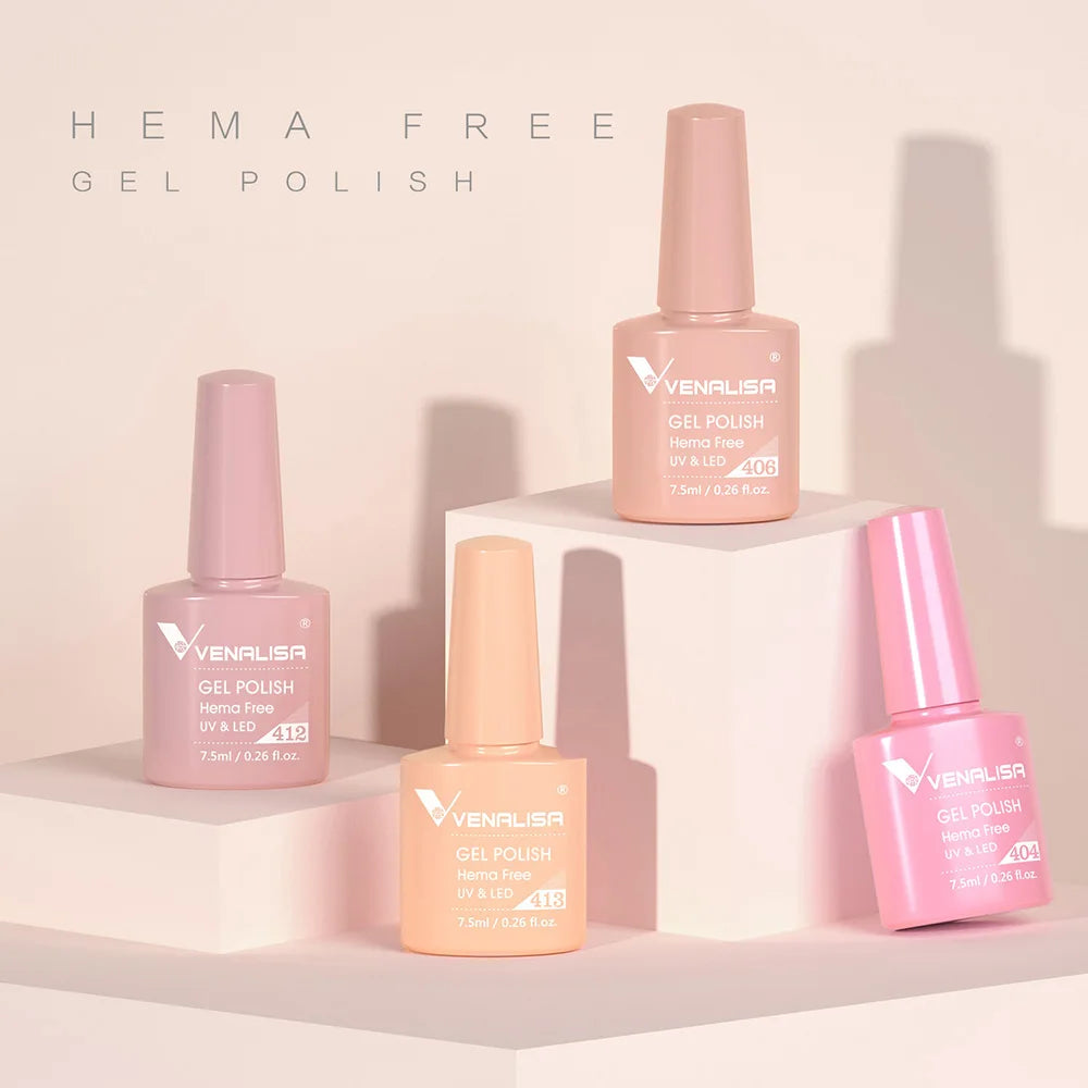 Vernis à ongles gel Venalisa 7,5 ml SANS HEMA, semi-permanent, UV/LED, couvrance totale, texture ultra-douce, manucure sublime