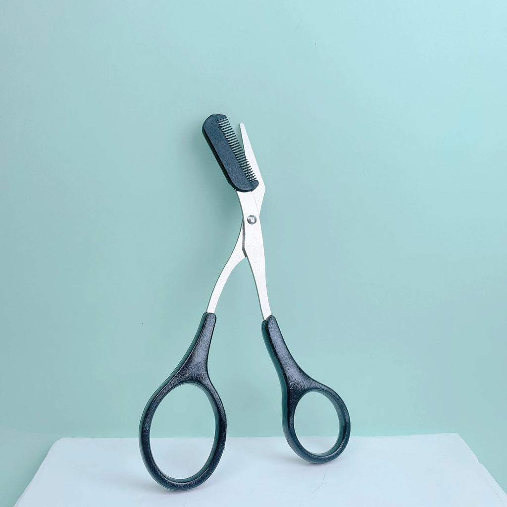Ciseaux de rasoir à sourcils en acier inoxydable, tondeuse anti-rayures sûre pour débutants, outil de beauté tranchant en croissant, multicolore