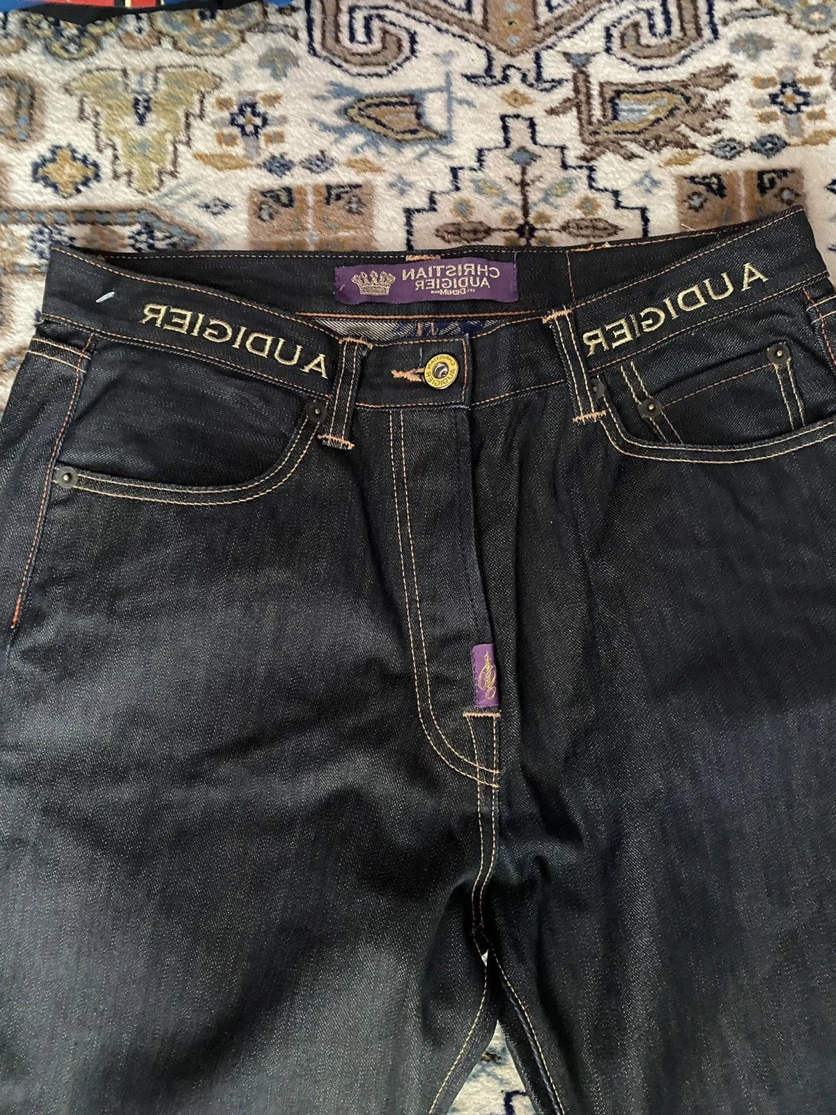 Vintage Statue de la liberté diamants jean pantalon en denim décontracté taille haute droite jambe large jean Harajuku Y2k années 2000 vêtements pour femmes