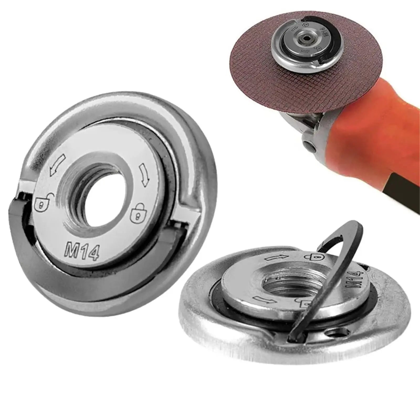 M14 Angle Grinder Quick Release Self-Locking Grinder Pressing Plate Flange Nut Power Chuck for Replacement/Fixing Cutting Discs