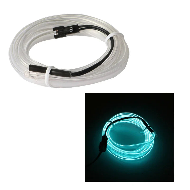 5m Car Interior Atmosphere Lighting LED Strip 5V DIY Flexible EL Cold Light Line Tube With USB Auto Decoration Ambient Lamp