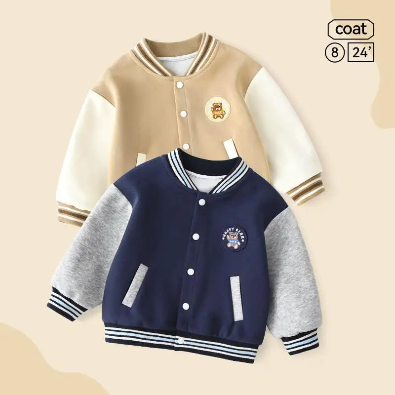 Collection printemps-automne 2025 garçons et filles - Vêtements d'extérieur tendance - Uniformes - Tenue décontractée - Veste de baseball à manches longues style dessin animé