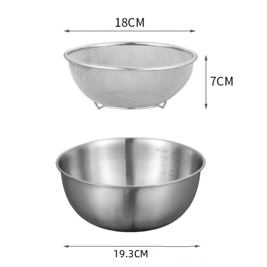 Ensemble de bols en acier inoxydable 1-3, avec échelle pour la cuisson, le stockage des aliments, bols à mélanger de grande capacité pour les essentiels de la cuisine à domicile