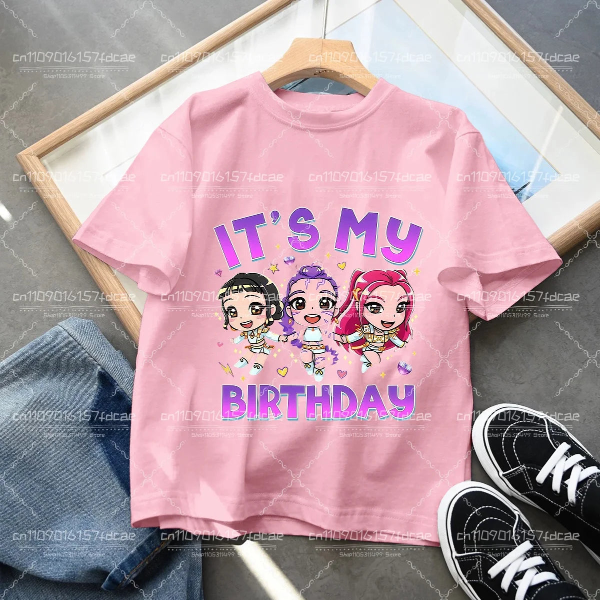 T-shirt Fun Huntrix Kpop Demon Hunters 2026 pour garçons et filles fans, cadeau d'été, col rond, manches courtes, t-shirt tendance pour enfants