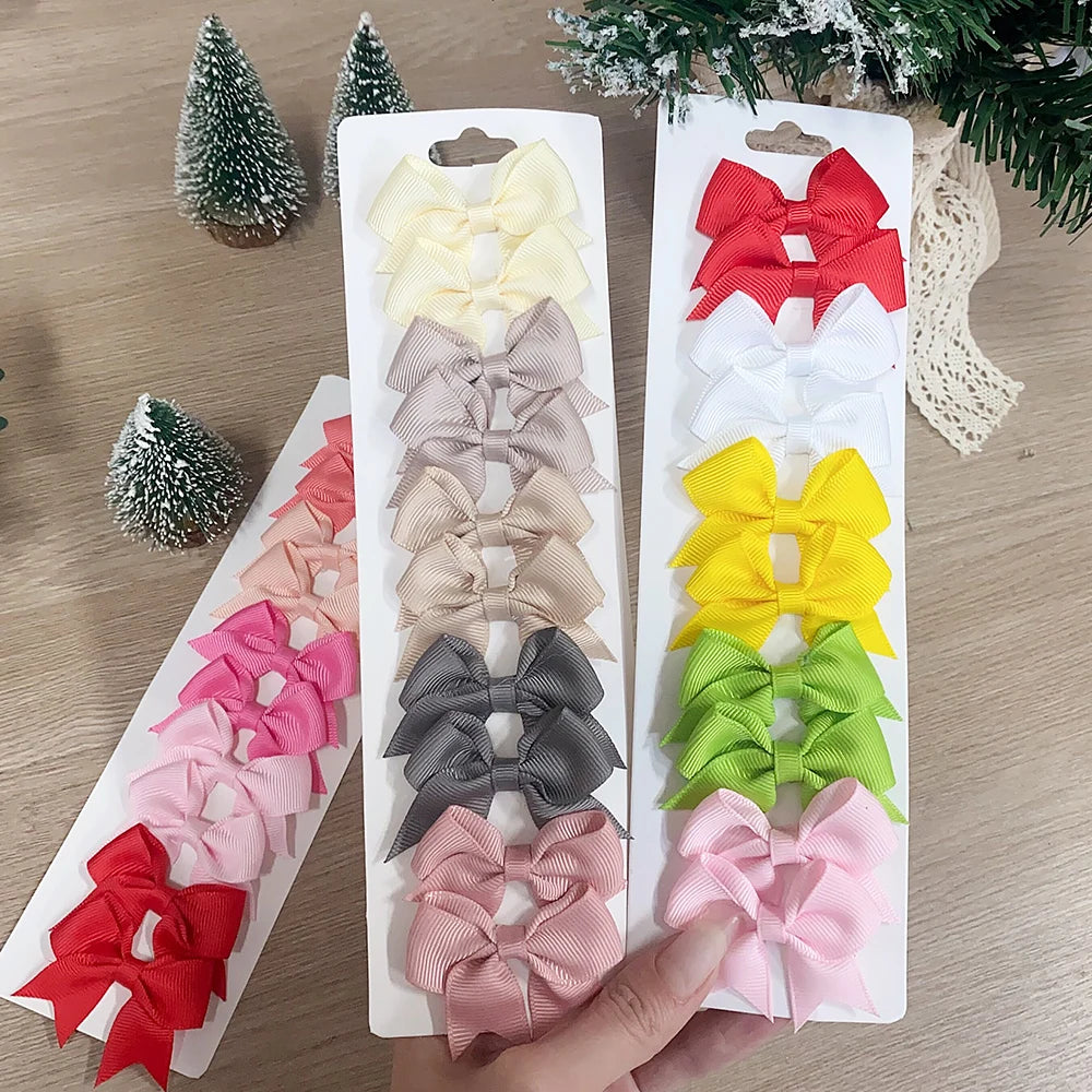 Pinces à cheveux avec nœud papillon en ruban solide, 10 pièces/ensemble, jolies Barrettes faites à la main pour bébés filles, couvre-chef, accessoires pour enfants