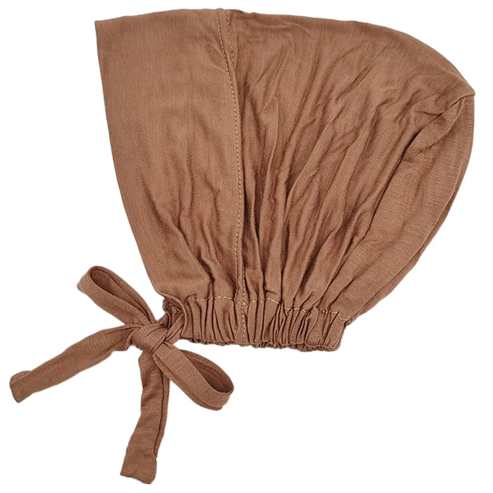 Turban musulman Modal, chapeau intérieur Hijab, sous-écharpe islamique, Bonnet indien, couvre-chef féminin, Turban Mujer Hijab avec corde