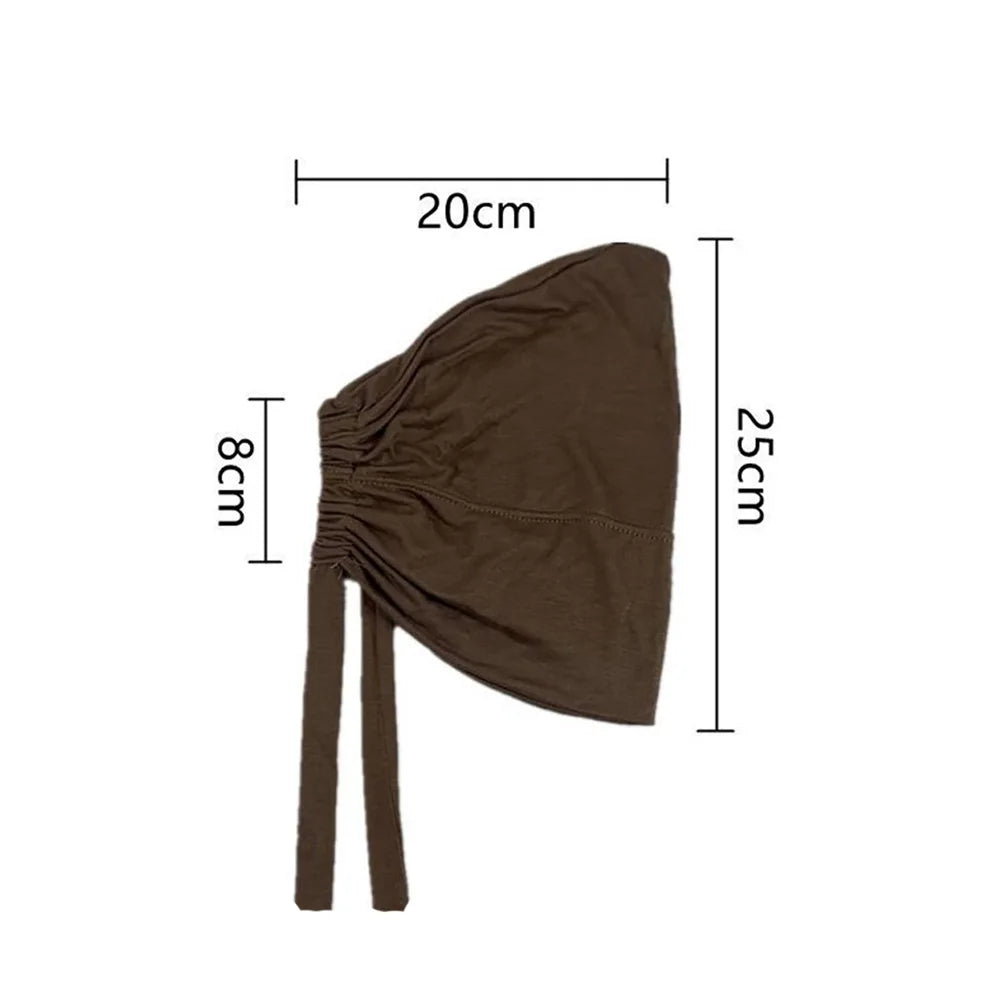 Turban musulman Modal, chapeau intérieur Hijab, sous-écharpe islamique, Bonnet indien, couvre-chef féminin, Turban Mujer Hijab avec corde