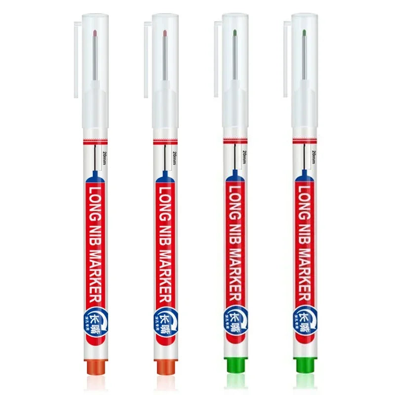 Marqueurs à tête de pointe longue pour stylo perforateur en métal, étanche, salle de bains, décoration du bois, multi-usages, 4 pièces/ensemble 20mm