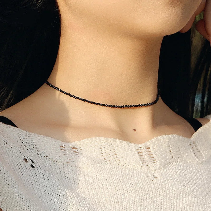 Marque de mode Simple perles noires collier court Femme dames tour de cou pour les femmes bijoux de fête