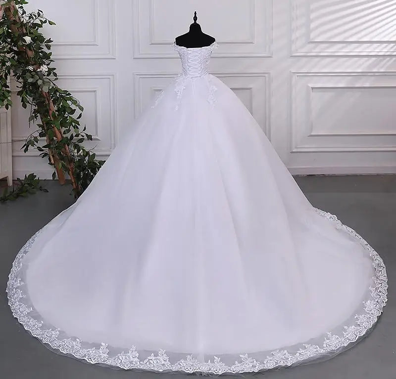 Robe de mariée Ashley Gloria Pure White, élégante robe de bal à col bateau, simple, Vestido De Noiva, grande taille, robe De Mariee