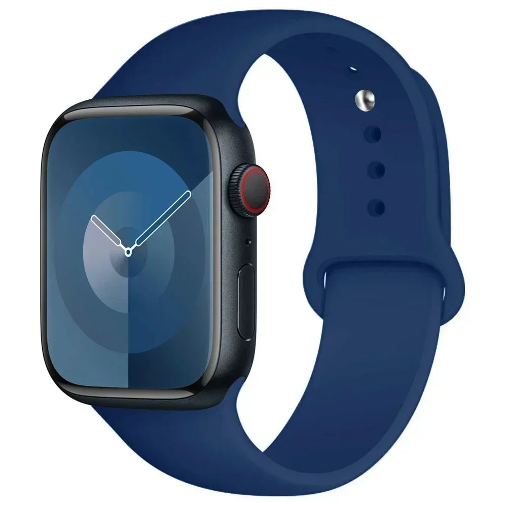 Bracelet en Silicone pour Apple Watch, 44mm 45mm 40mm 41mm 42-46mm, bracelet de sport iwatch série 8 7 6 5 4 9 10 11 SE-Ultra 2/3 49mm