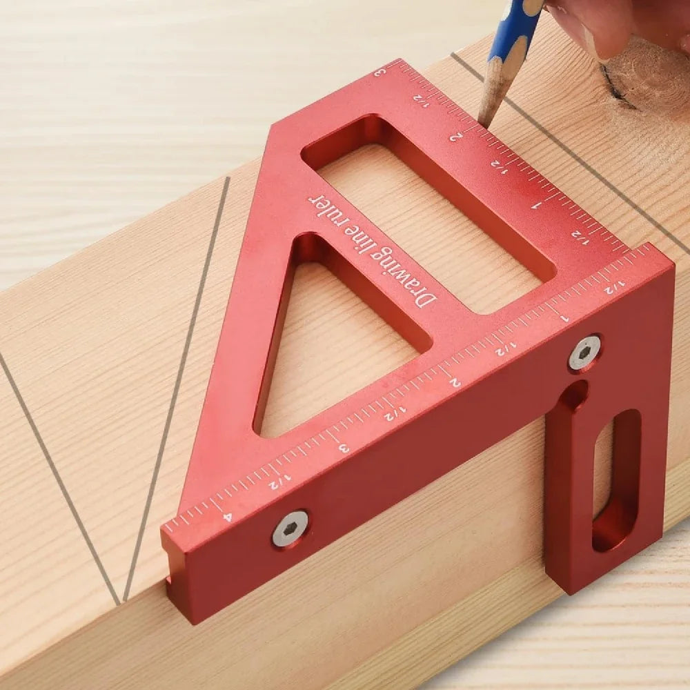 Règle de mesure multi-angle en aluminium 45 ° 90 °, rapporteur carré pour le travail du bois, règle triangulaire à onglet, outil de traçage utilitaire